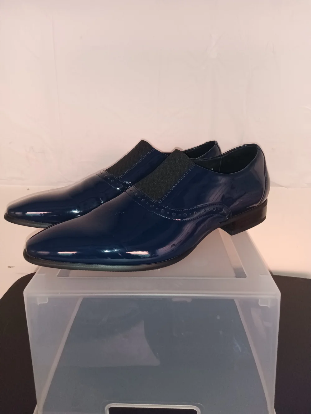 Men's Navy Patent Slip-On Dress Shoes